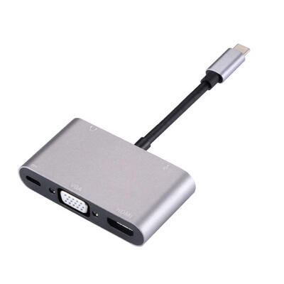 

1681 5-in-1 USB-C HUB Splitter Type-C To HDMI VGA USB Audio PD Adapter Cable With Charging Function For Laptop Apple