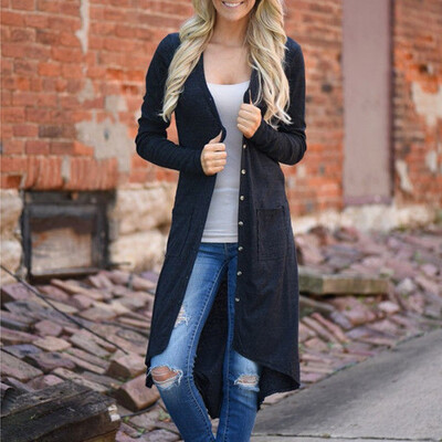 

Toponeto Womens Casual Loose Long Loung Drape Open Asymmetrical Pockets Cardigan
