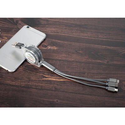 

3 In 1 USB Charging Cable Charger Retractable Data Sync Cord With Type C Micro USB Lightning For IOS IPhone Android - 1m-1m