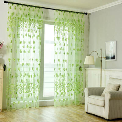 

Curtain French Window Pastoral Style Flowers Printed Gauze Curtains For The Living Room Panels Bedroom Kitchen Home Decoration