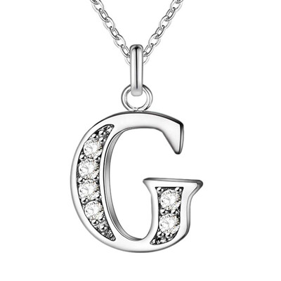 

Simple Shiny Zircon 26 English Letters Pendant Women Men Thin Necklaces Jewelry
