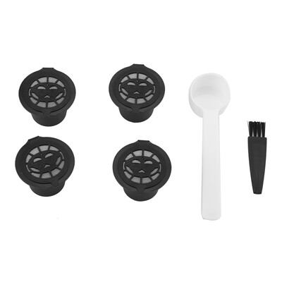 

Greensen 4Pcs Plastic&Stainless Steel Refillable Coffee Capsule Filters with Spoon Cleaning Brush
