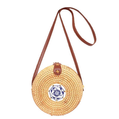 

Round Women Summer Messenger Rattan Bags Handmade Shoulder Beach Handbags