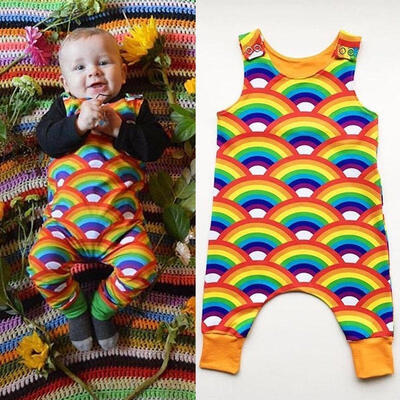 

Newborn Toddler Baby Boy Girl Romper Jumpsuit Playsuit Rainbow Clothes Outfits
