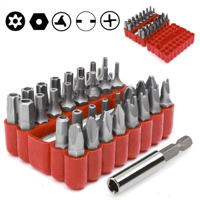 

Siaonvr Security Bit 33Pcs Set Tamper Proof Torx Spanner Screwdriver Star Hex Holder Rod