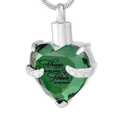 

Always in my heart Necklace for Ashes Love Heart Cremation Memorial Keepsake Pendant Necklace Jewelry 12 Month