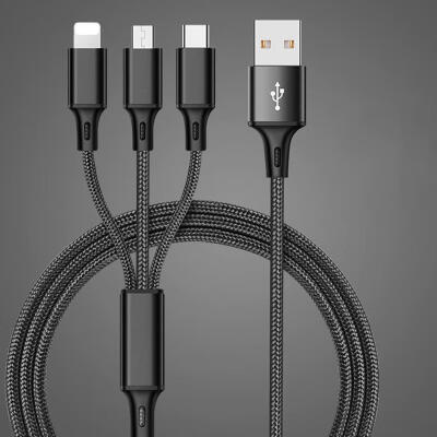 

USB Cable For IPhone  X 8 7 6 Charging Charger 3 In 1 24A Micro USB Cable Type-C Mobile Phone Cables For Samsung S8-1m