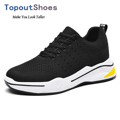 

TopoutShoes Men Elevator Flyknit Sneakers Platform Taller Skateboarding Shoes Increase Height 28inch 7cm