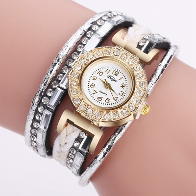 

Manufacturers supply Europe&the United States hot new hand-woven braided ladies fashion watch with rhinestone trend bracelet watch