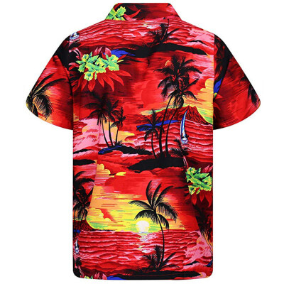 

Tailored Fashion Mens Casual Button Hawaii Print Beach Short Sleeve Quick Dry Top Blouse