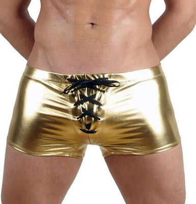 

Men Shiny Lingerie Leather Bikini Boxer Briefs Shorts Underwear Trunks Swimwear