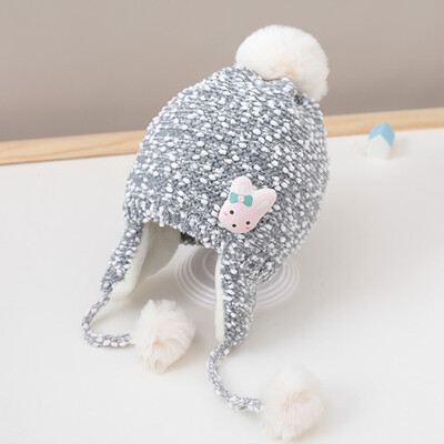 

Baby Girl Hat Toddler Infant Winter Tie up Hat Warmer Ear-flap Knitted Cap