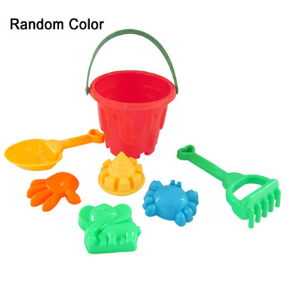 

7pcs Beach Toy Sand Plaything Plastic Bucket Spade Shovel Rake Kids Children Tools Color Random