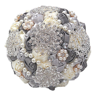 

Artificial Rhinestone Faux Pearl Rose Flower Bridal Bouquet Wedding Supplies
