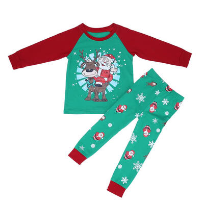 

Autumn Winter Childrens Suit Christmas Cartoon Printing Suit Home Suit