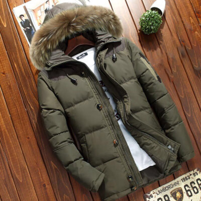 

Mens Down Jacket Fur Collar Mens Jacket Long Winter Mens Warm Jacket Slim Fit