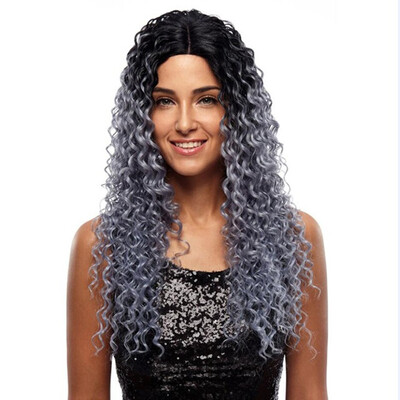 

Noble Wigs Deep Wave Lace Front Wigs Synthetic Hair 26 Inch Ombre Color Heat Resistant Cosplay Wig Free Shipping