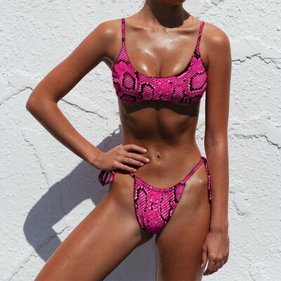 

Roseonmyhand Sexy Women Leopard Printed Bandage Bikini Push-Up Padded Swimwear Swimsuit Set