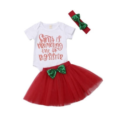 

Santa Baby Girls Kids Princess RomperTutu Skirts Party Dress Christmas Clothes