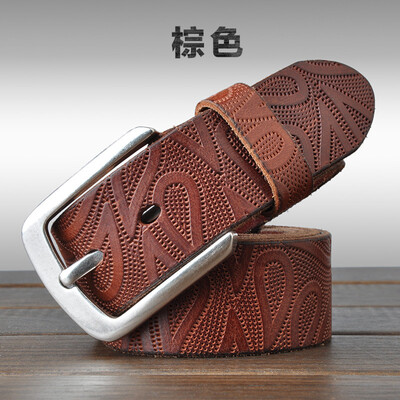 

Italy imported top layer leather mens belt retro wild embossed belt mens custom