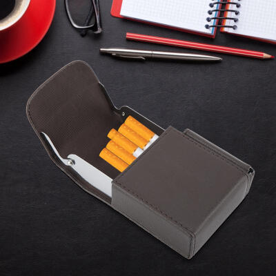 

Greensen Cigarette Box Lighter Holder PU Leather Nice Gift Smoker Cigar Case Men Supplies