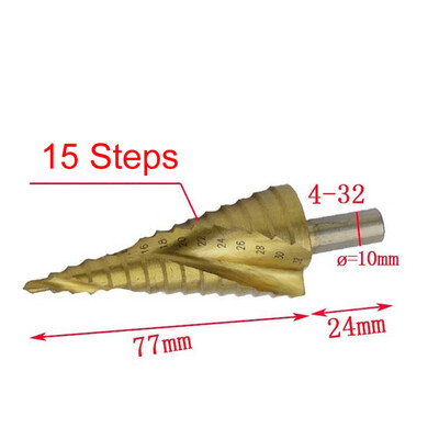 

Siaonvr 4-32mm HSS Spiral Groove Center Solid Carbide Titanium Step Cone Drill Bit