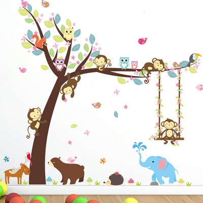 

Forest Animals Tree Wall Stickers For Kids Wild Jungle Nursery Bedroom Decor