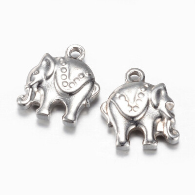 

304 Stainless Steel Charms Elephant Stainless Steel Color 135x11x3mm Hole 15mm