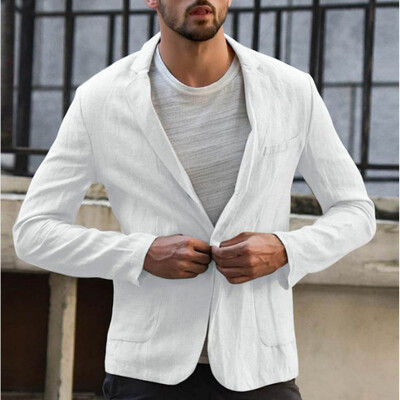 

Men Lapel Collar Long Sleeve Coat Solid Casual Blazer Business Office Work Tops