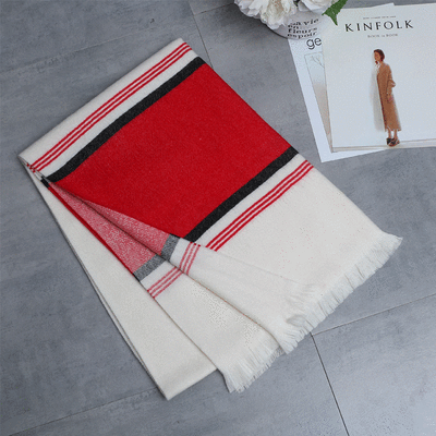 

Korean version of the new autumn&winter womens dual-use striped cashmere scarf wild warm plus long shawl student section scarf