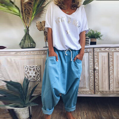 

The Fashion Womens Casual Pockets Solid Cotton-Blend Vintage Pants
