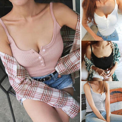 

NEW Women Casual Solid Tank Tops Vest Blouse Sexy Sleeveless Crop Top Shirt Cami