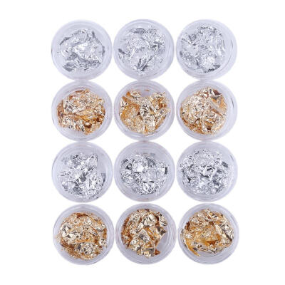 

12 BottlesSet Gold Silver Foil Nail Art Decor Manicure Phone Beauty Foils