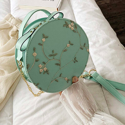 

Tailored Womens Fashion Lace Fresh Handbag Crossbody Bag Solid Color Small Round Bag