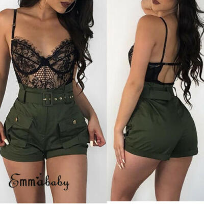 

Women Hot Pants Summer Casual Shorts High Waist Short Trousers Summer Army Green