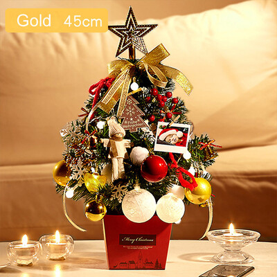 

Gobestart DIY Artificial Flocking Christmas Tree Xmas Desktop Decoration With Lights 45cm