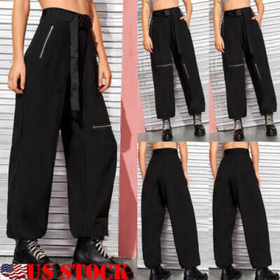 

Fashion Women Cotton Trousers Pants Plain Casual Loose Light Hippy Elastic Cargo