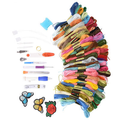 

Greensen 100 Colors Threads DIY Embroidery Pen Punch Needle Kit Set Craft Sewing Tools