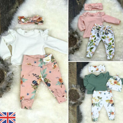

Newborn Kid Baby Girls Floral Clothes Tops T Shirt Tee Pants Tracksuit Outfit UK