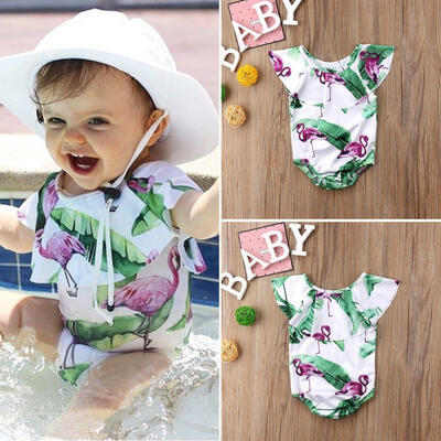 

Adorable Kid Baby Girl Flamingo Flower Ruffle Swimsuit Swimwear Bikini Beachwear