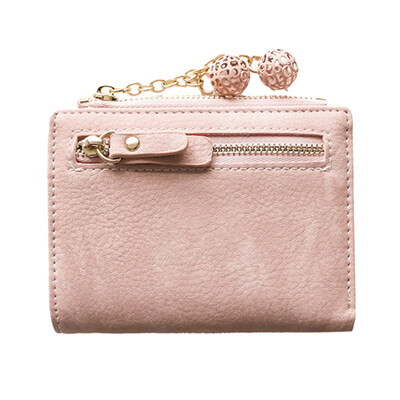

Women Solid Color Short Multi-slot Zipper Wallet Card Cash Holder Clutch Purse