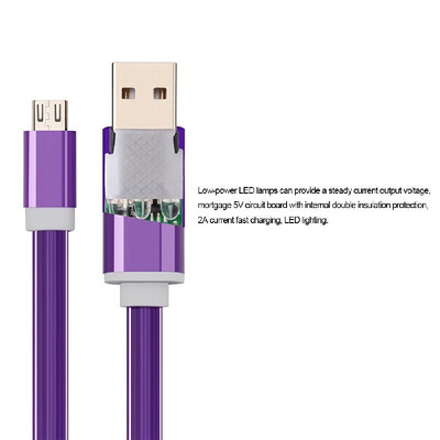 

1m Micro USB Cable LED Glow Charging Line Micro USB Cord Plug&Play for Android Mobile Phone Tablet Purple