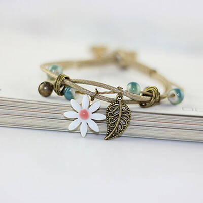 

Daisy Flower Bracelet Fashion Delicate Hand-woven Ceramic Beads Bracelet Originality Chinese Style Bracelet Adorn Article