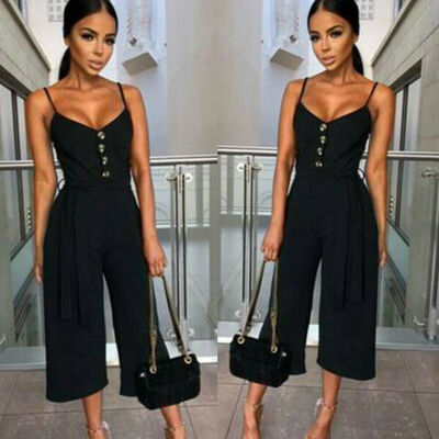 

New Style Women V Neck Short Sleeve Jumpsuit Ladies Summer Casual Loose Playsuit