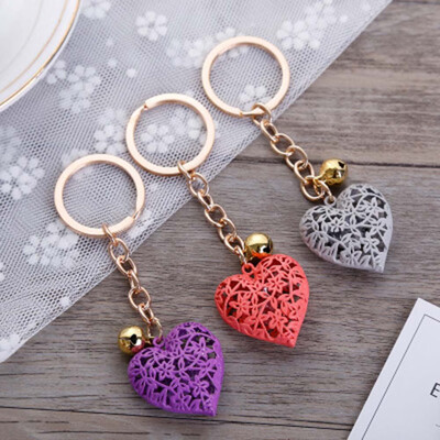 

New Design 1 PC Random Hollow Romantic Heart Bell Jewelry Keychain Women Key Holder Chain Bag Pendant Charm
