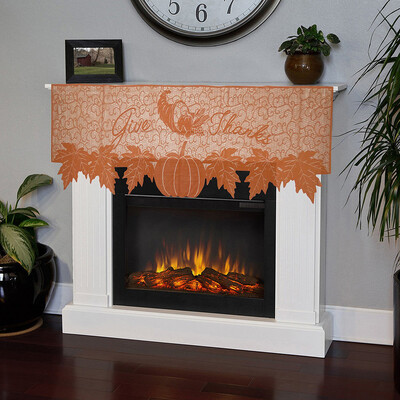 

〖Follure〗Pumpkin Lace Fireplace Cloth Pumpkin Maple Leaf Orange Spice Fall Thanksgiving
