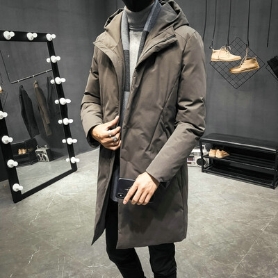 

ZHUO DENG NU Mens Mid-length cotton coat Thicken Windproof