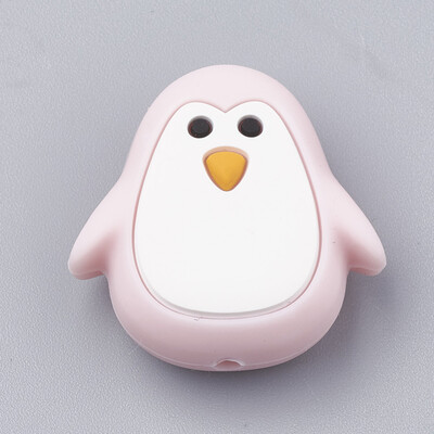 

Food Grade Environmental Silicone Beads Chewing Beads For Teethers DIY Nursing Necklaces Making Penguin Pink 25x24x11mm Hole
