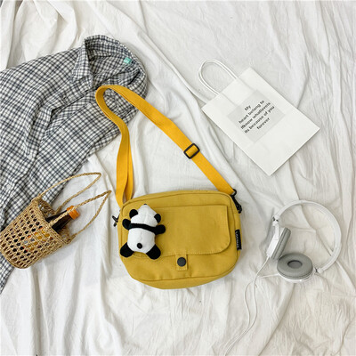 

Baggage Canvas Baggage Girls One Shoulder Slant Baggage College Students Summer Baitao Korean Japanese Department Baggage Black in