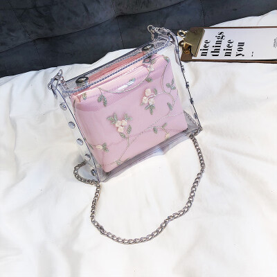 

Ins network celebrity on the new texture transparent small square bag new 2019 Korean version of the chain single shoulder slanted